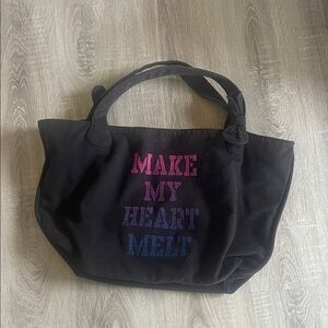 Black large Bag with Gradient 'MAKE MY HEART MELT' Print